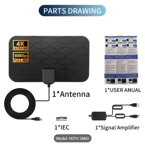 HD Digital TV Antenna] 4K HD Digital TV Antenna with Amplifier Enhancer - Picture 3 of 3